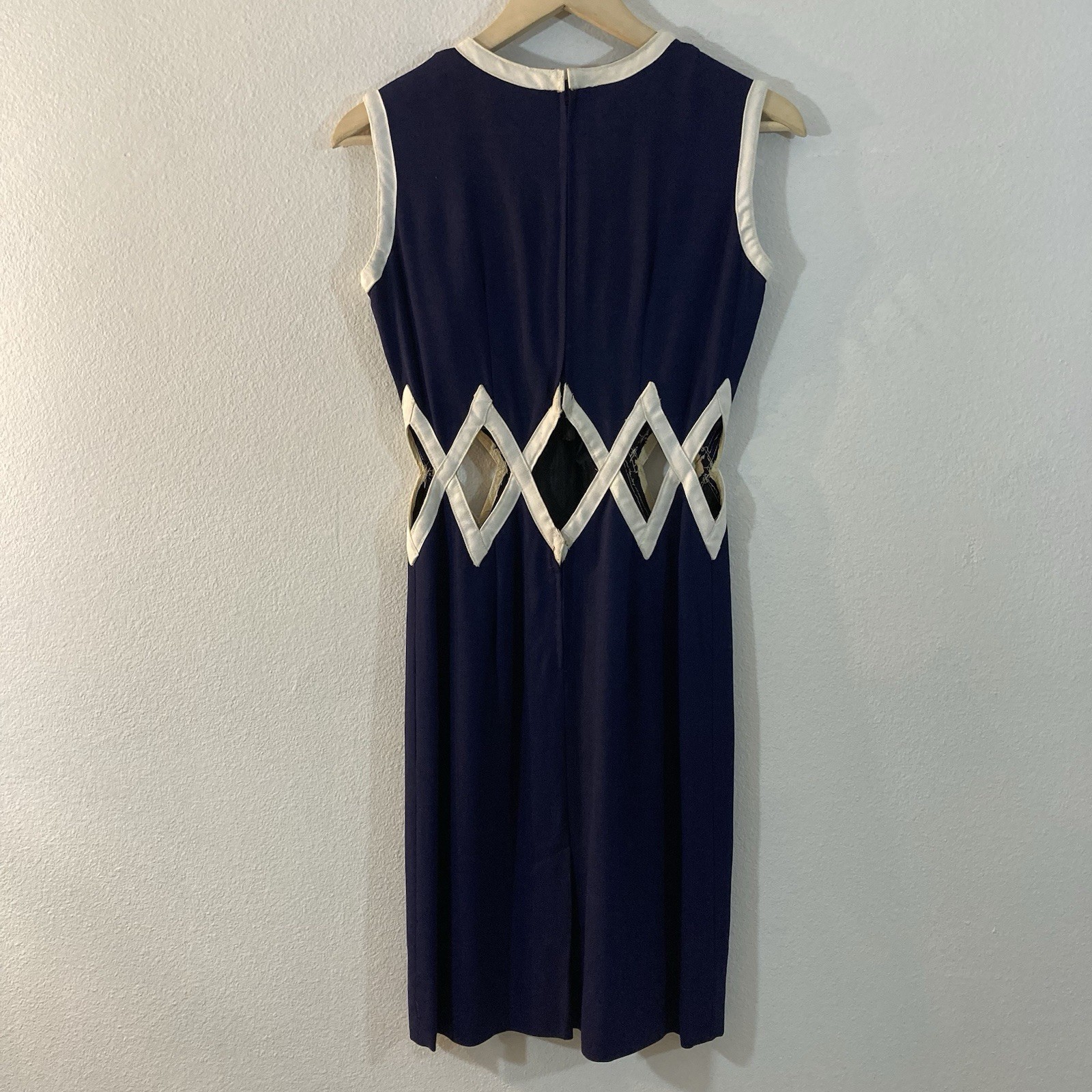 Vintage 1960’s Mod Cut Out Mini Dress Navy Blue Size Small