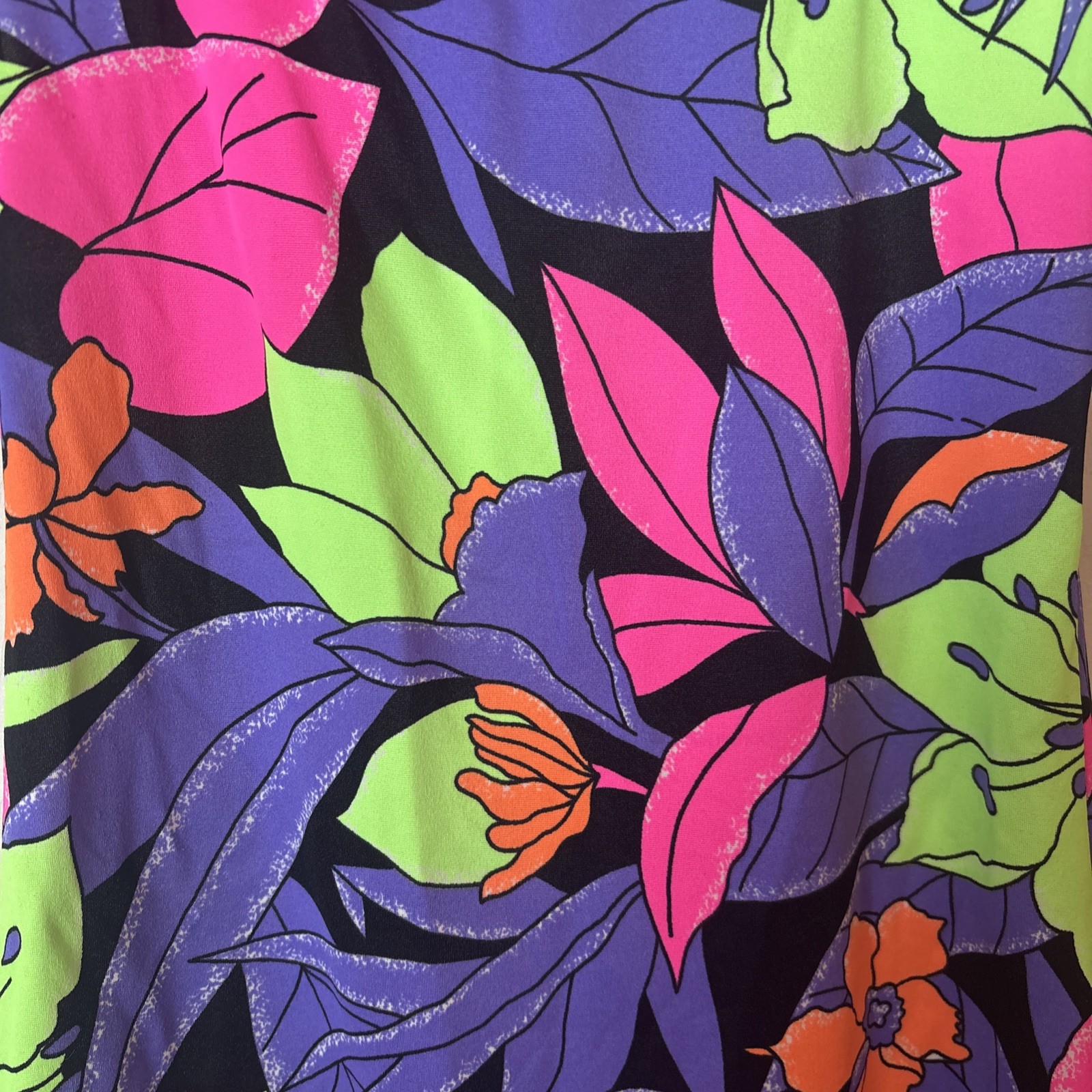 VTG Carabella Neon Dayglow Floral Minidress Coverup Spandex Nylon – Size Medium