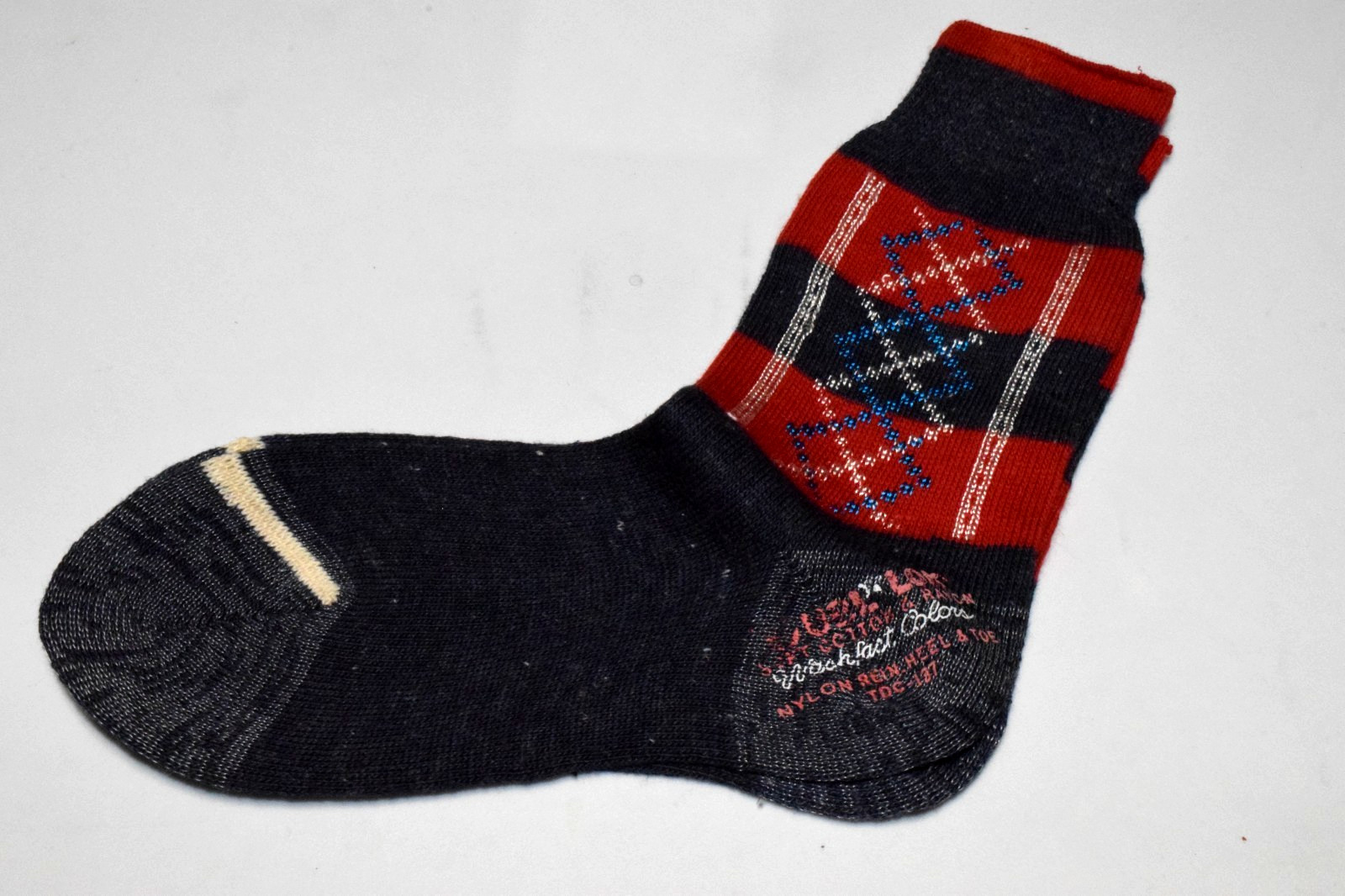 VTG Argyle Socks King James 40s 50s Blue Red Blue White Argyle 6 x 6 Boys 7 1/2