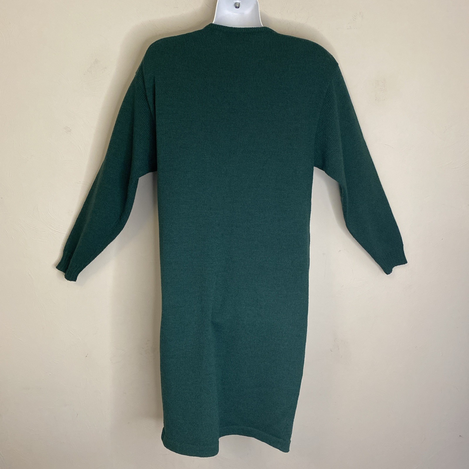 Mini Sweater Dress Vtg John Patrick Designs Green Knit S/M Rayon Wool 70s 80s