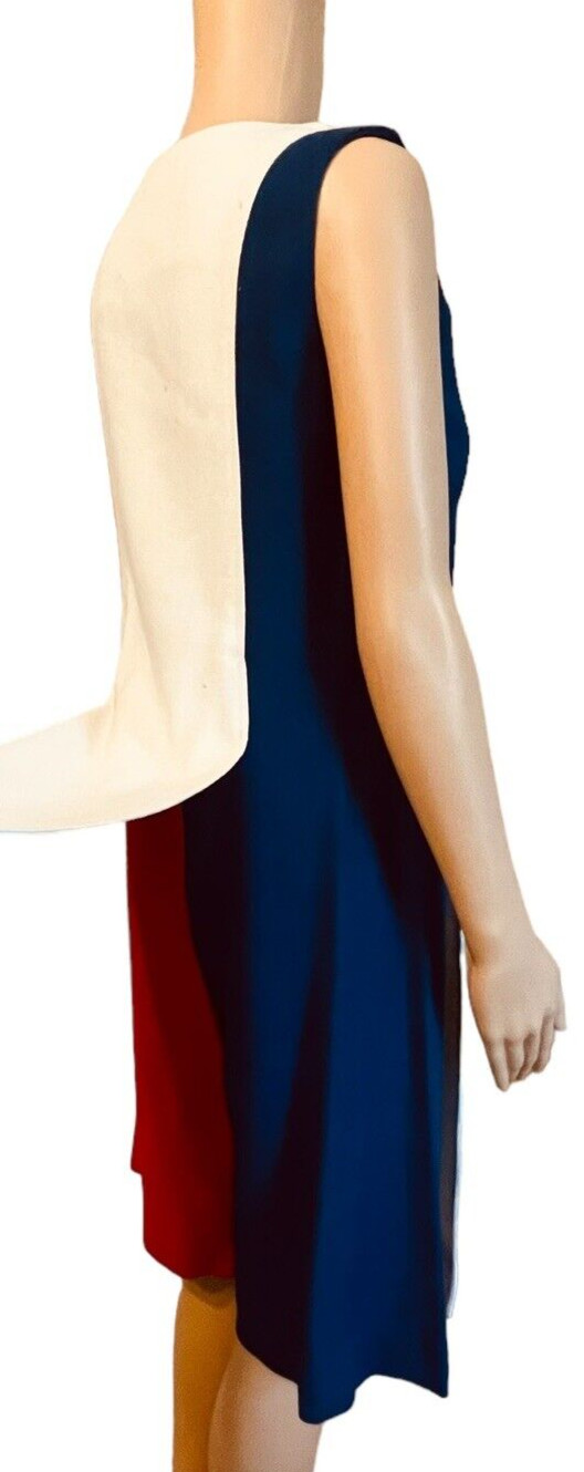 Minx Modes Vintage 60s Red White Blue Sleeveless Shift Dress Jumper Small