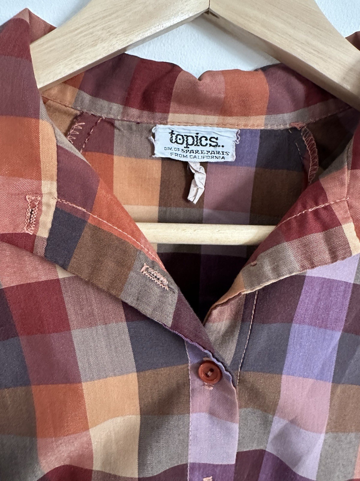 Vintage 70’s topics Spare Parts California Size Medium Made In USA Flannel Top