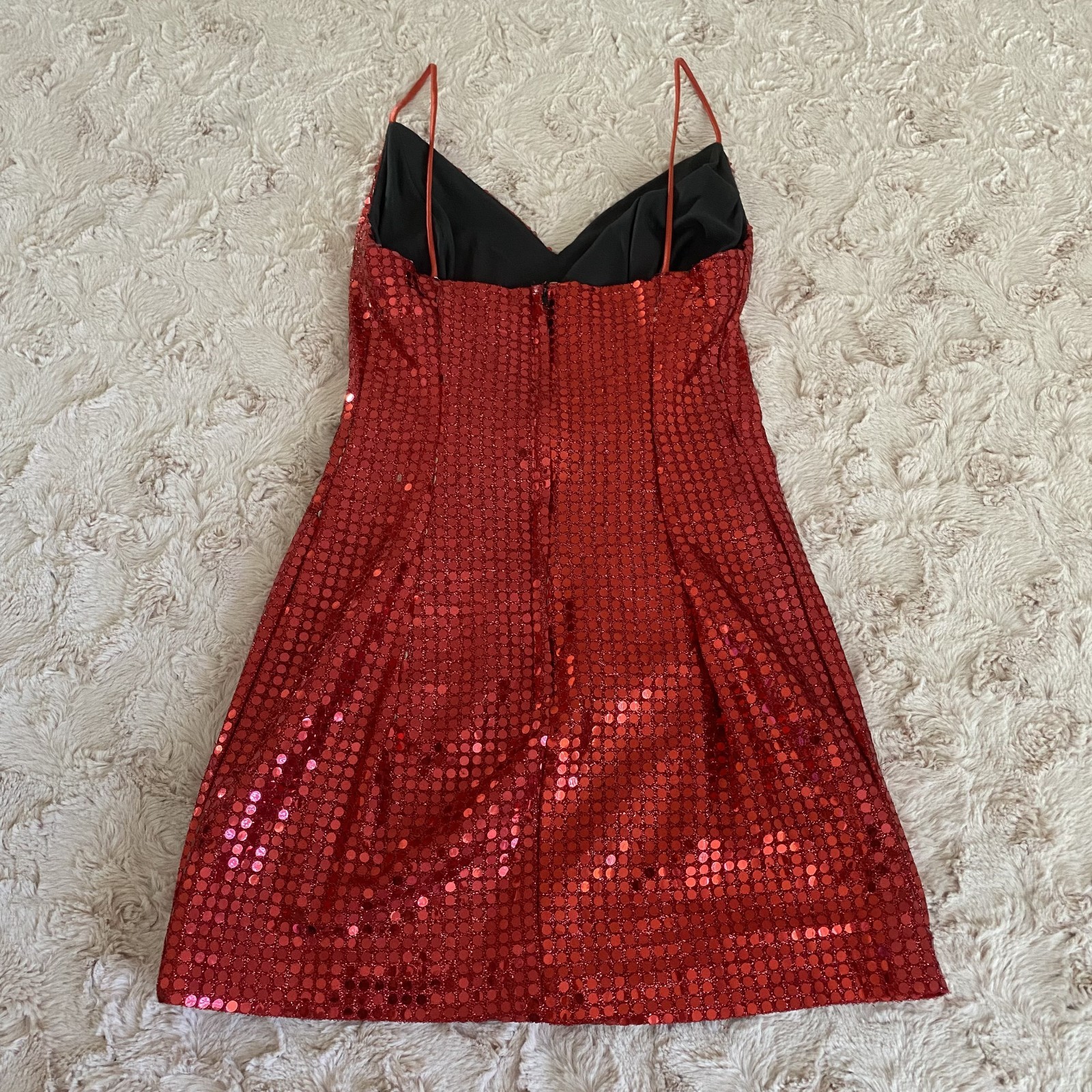 Vintage Roberta Womens 5 Red Sequin Mini Dress Party Cocktail Spaghetti Strap