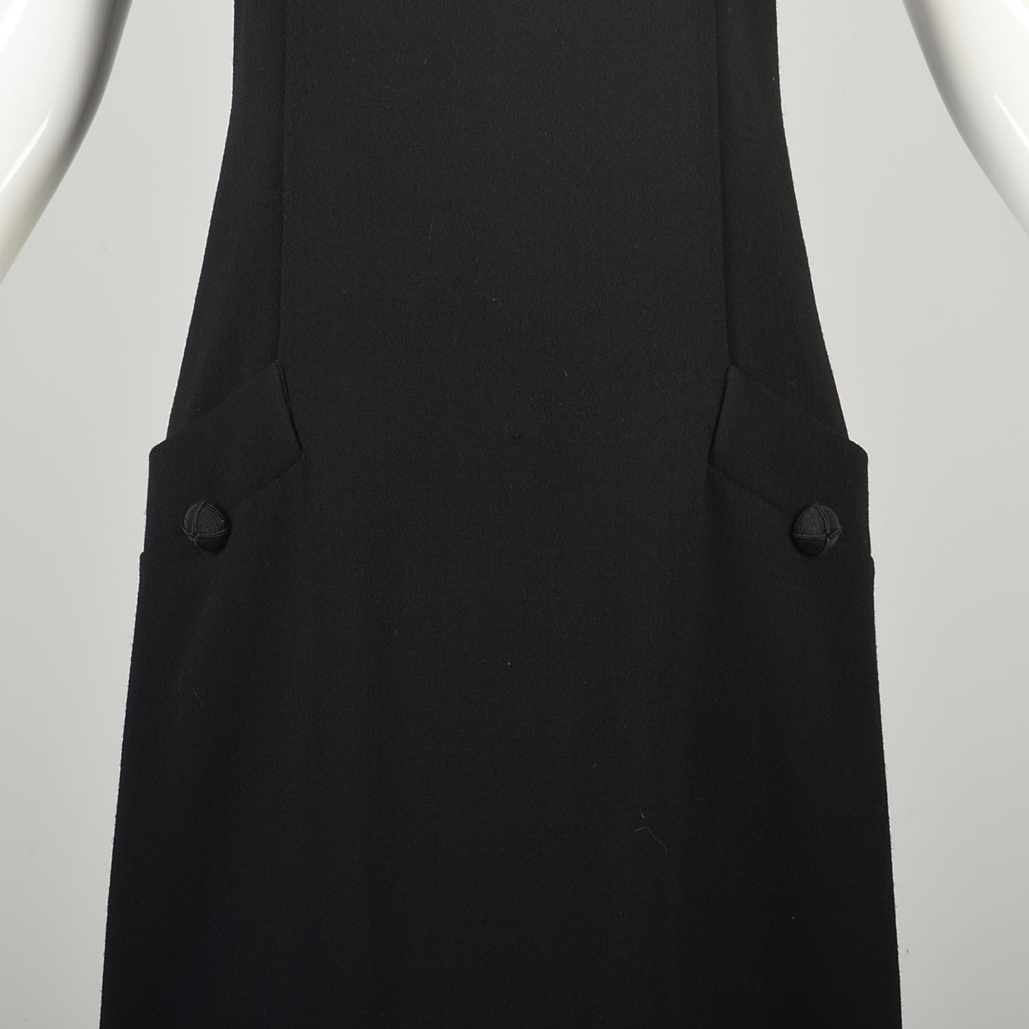 Medium 1960s Little Black Dress LBD Bill Blass Designer Buttoned Mod Mini Dress