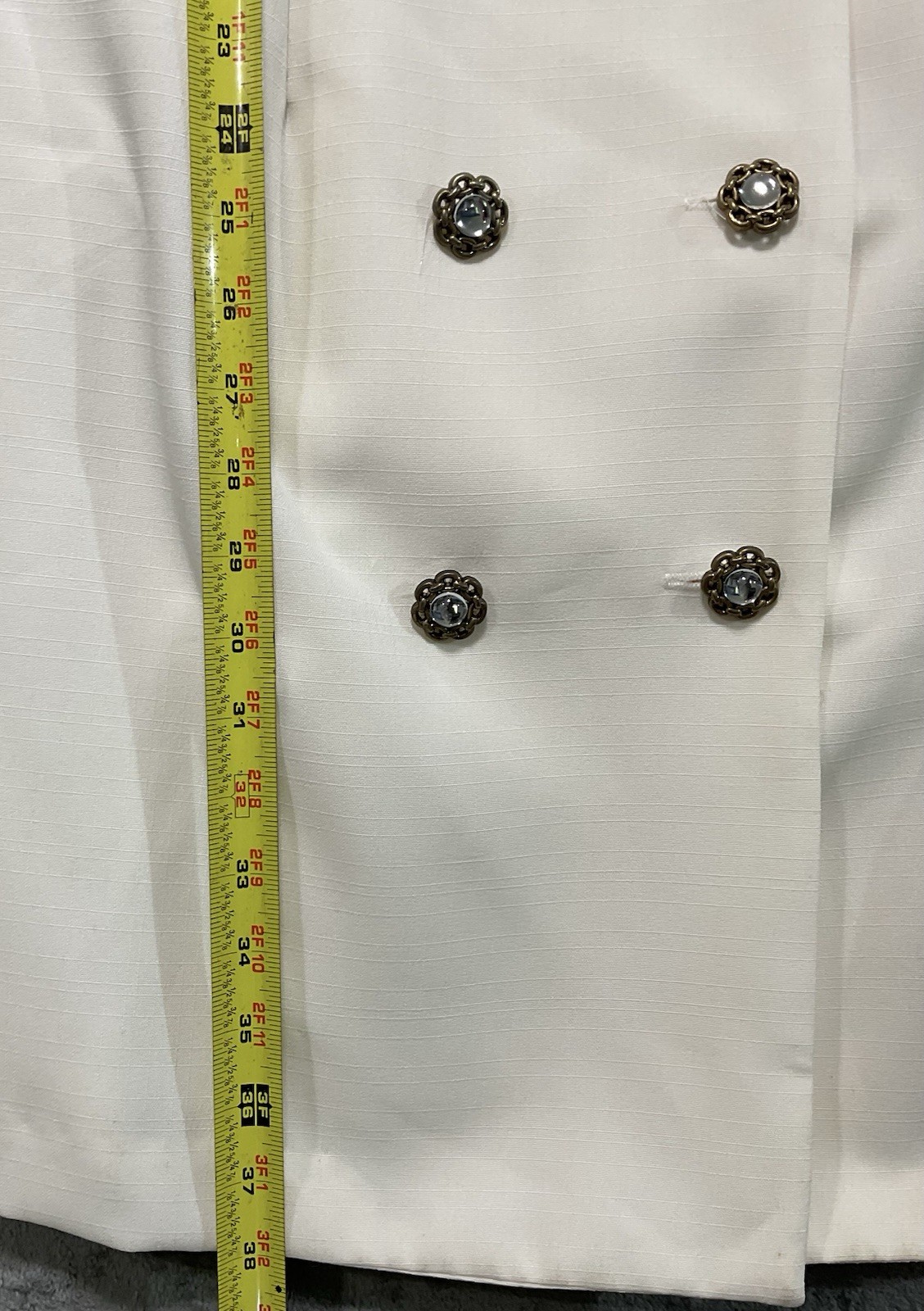 VTG 80s White Blazer Dress ILGWU USA Beaded Bridal Minimalist Power Dress 8