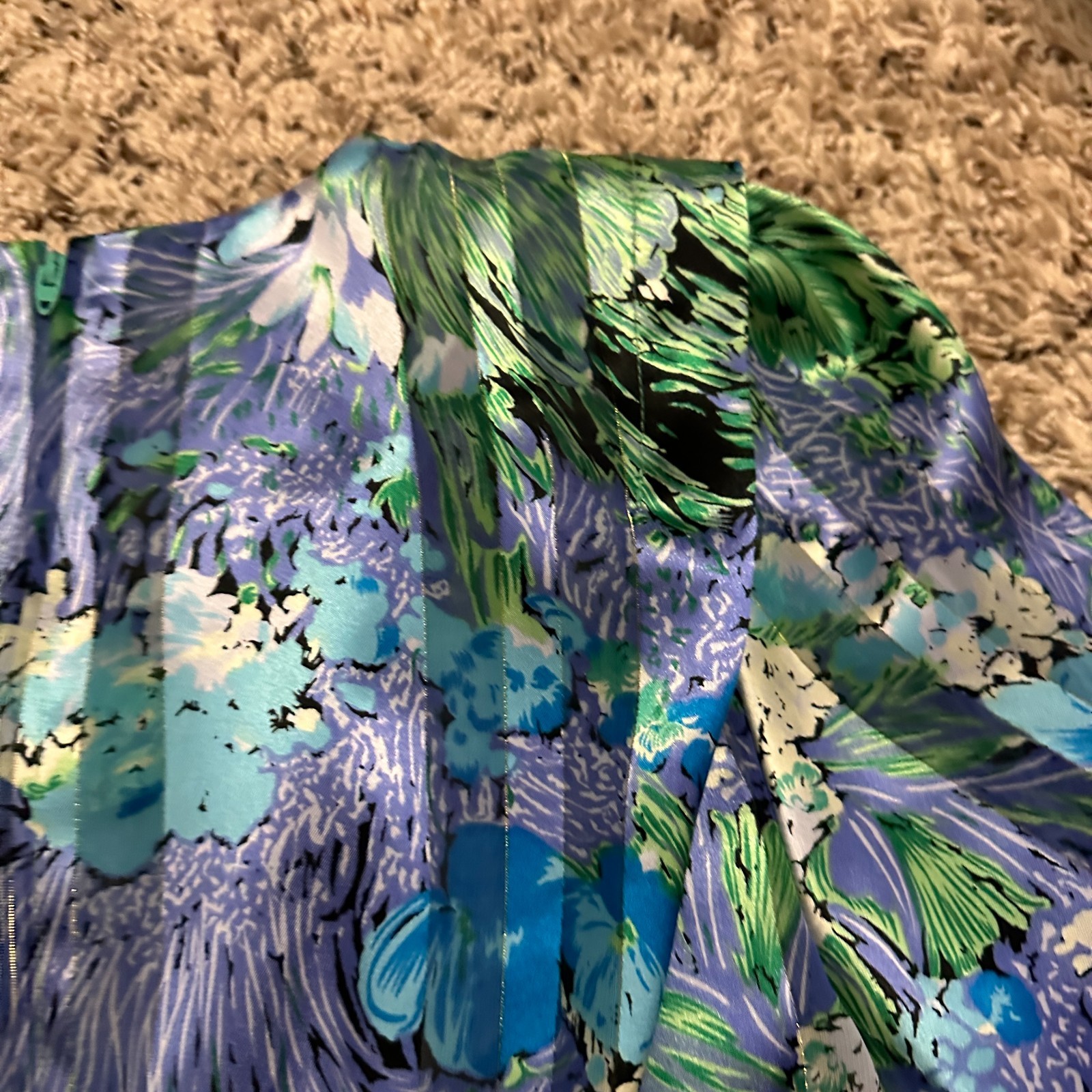 Vintage 80s Damon Petite Floral Pleated Dress Womens Size 8 Union Made USA Retro