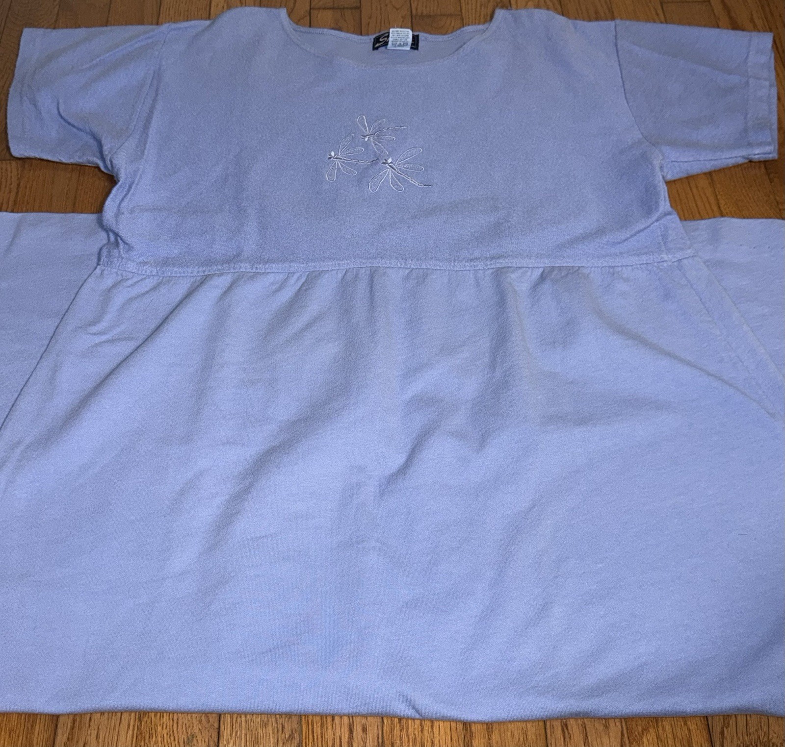 Women’s XL Vintage SK Sport Dress-Dragonfly-Blue-made In USA 100% Cotton