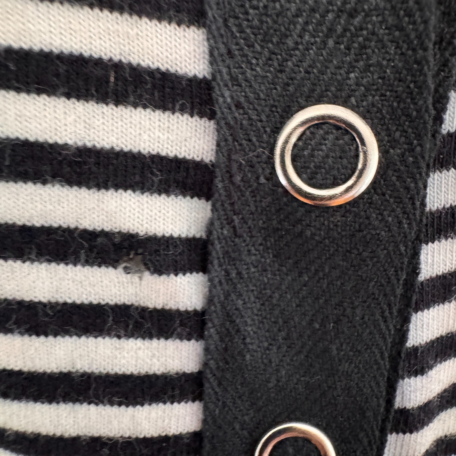 80s vtg BETSEY JOHNSON Black White PUNK LABEL Striped SNAPS Jumpsuit Catsuit S