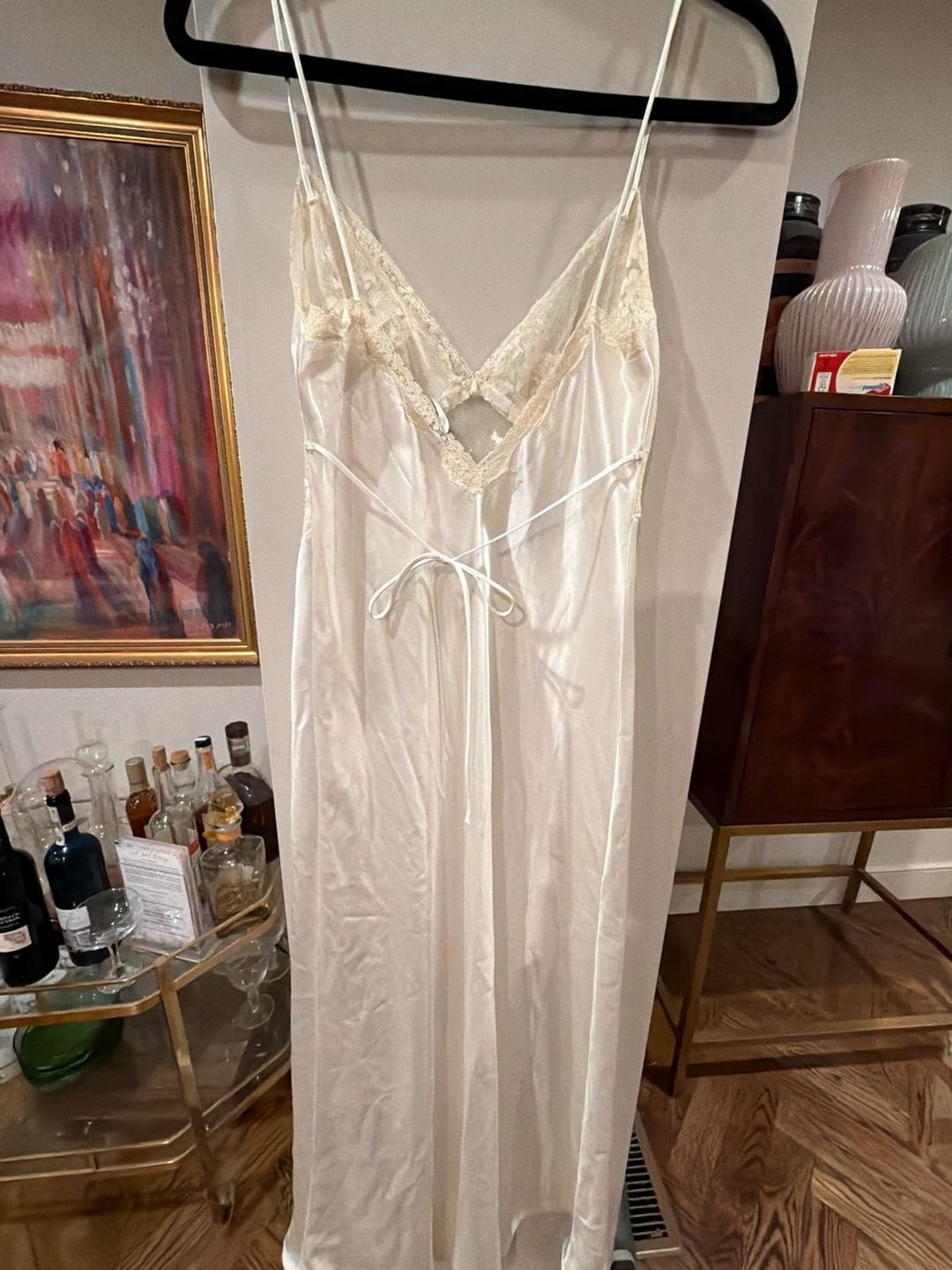 Vintage Jon Quil Samandi Ivory Satin and Lace Chemise bridal Nightgown size S