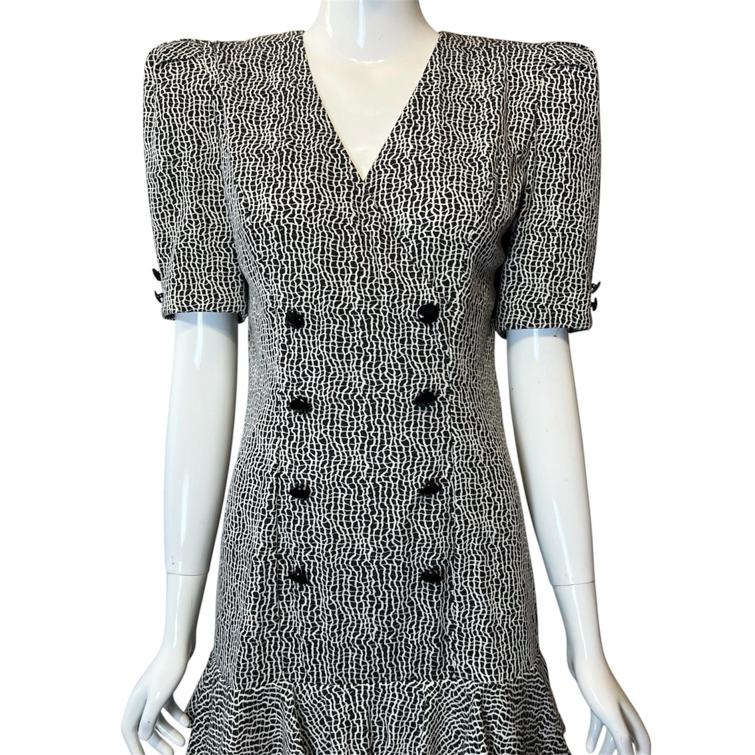 Vintage 80s All That Jazz Drop Waist Ruffle Mini Dress Strong Shoulder New Wave
