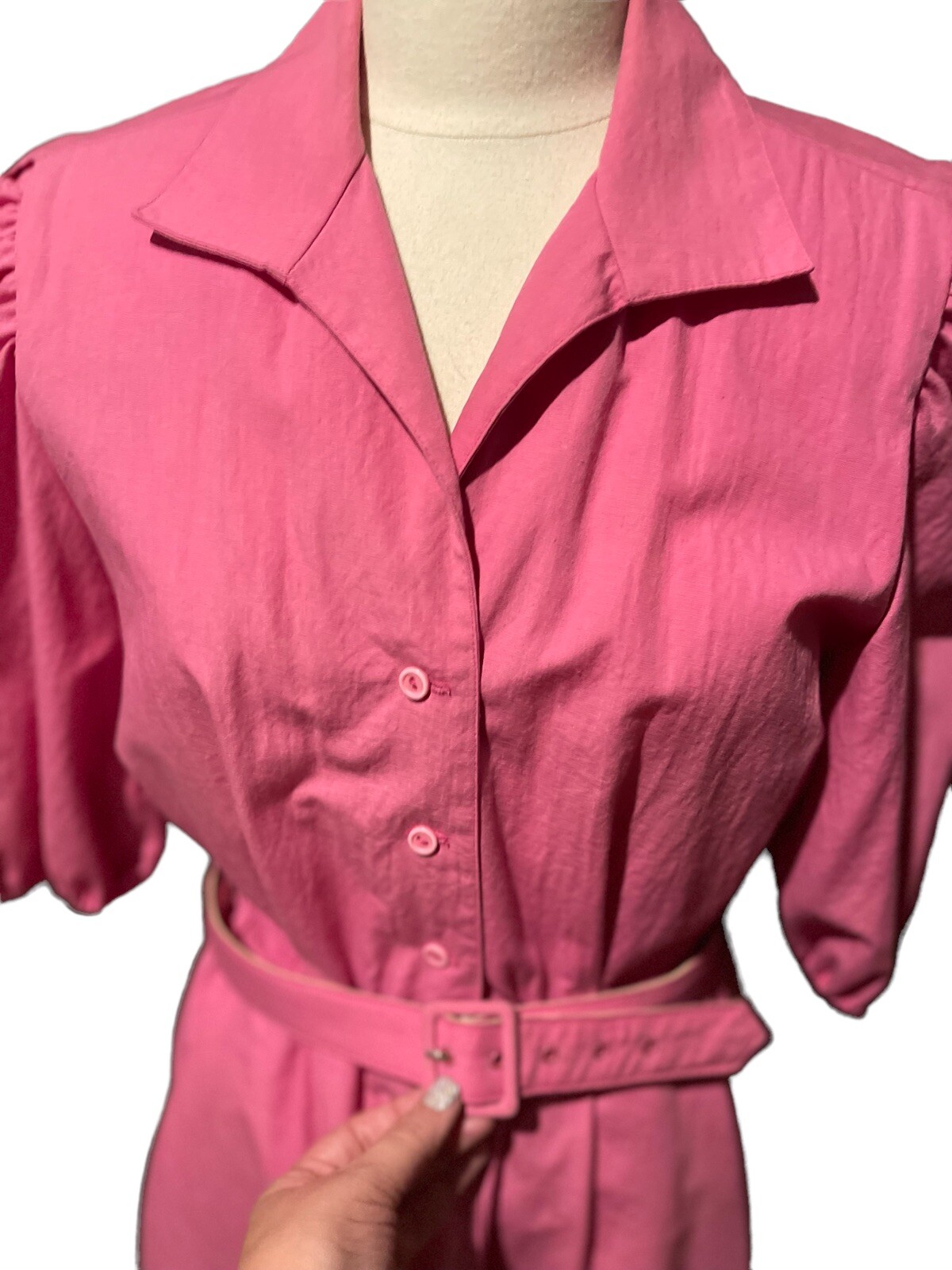 WILLI OF CALIFORNIA Size 12 Elastic Waist Puff Sleeve Vintage Midi Dress
