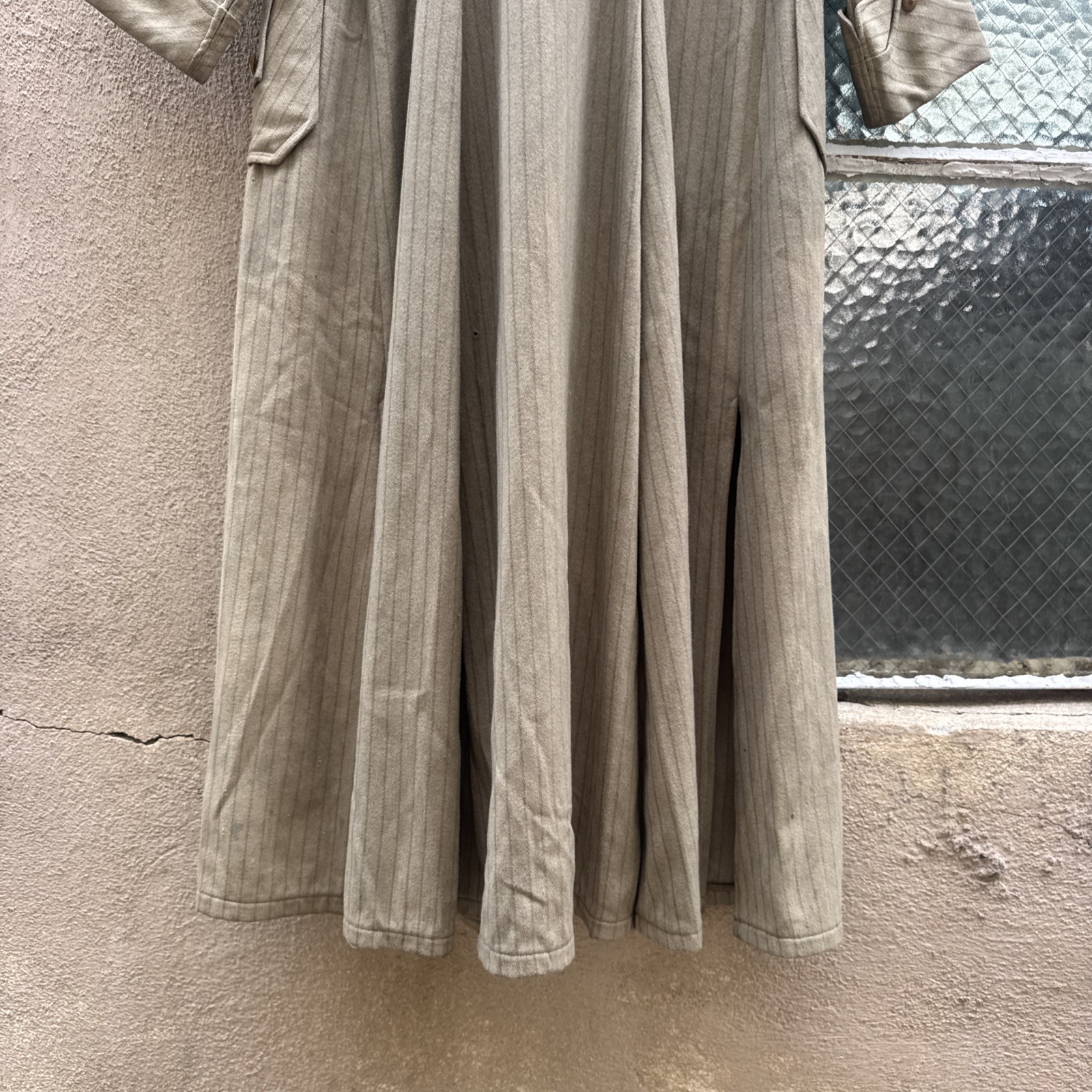 Antique Edwardian Pin Stripe Cream Coat Celluloid Buttons Darting Dress Jacket