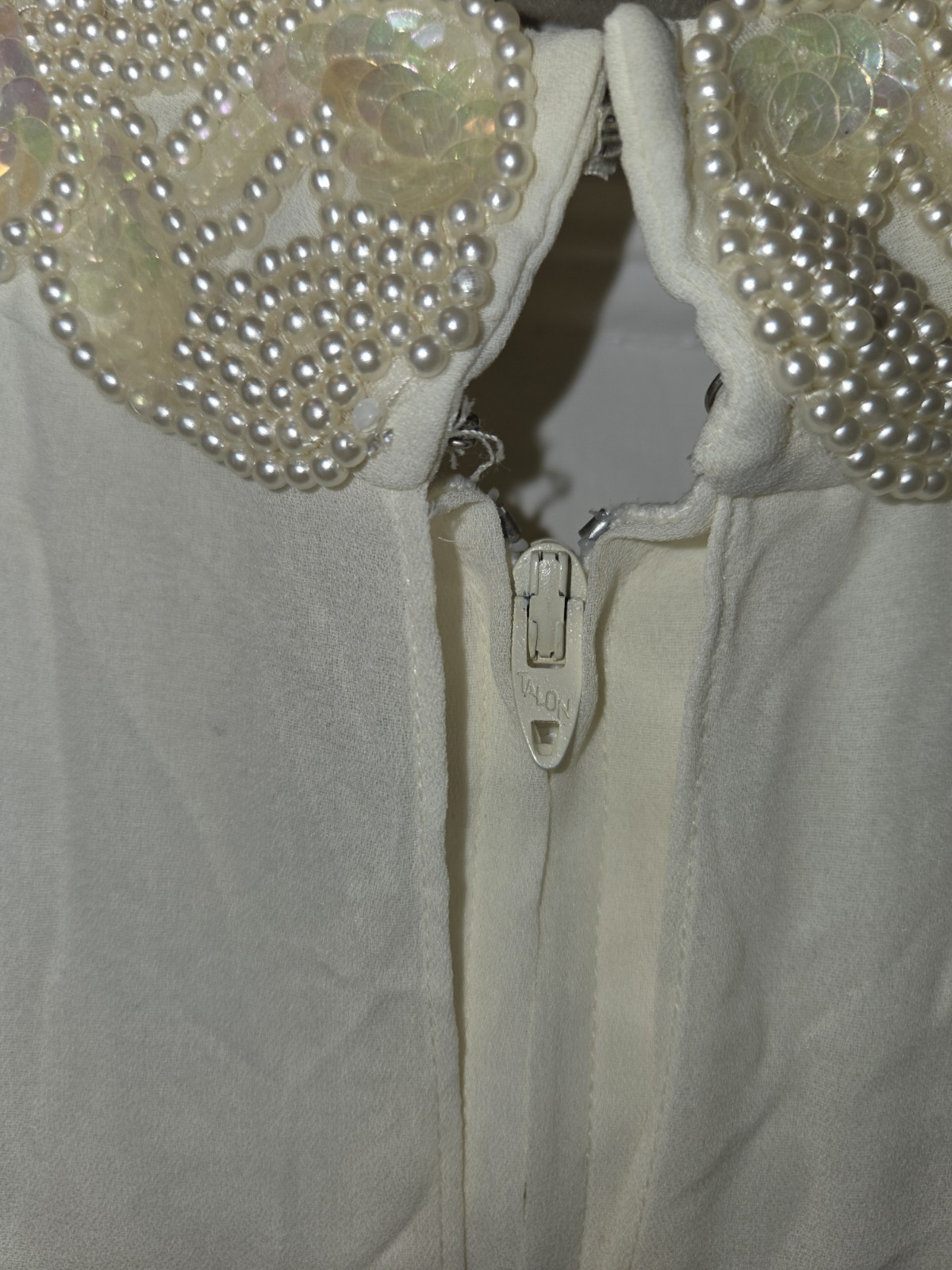 Vintage 80’s Patra Petites 6P Ivory Dress Beaded Gown Wedding Evening Event