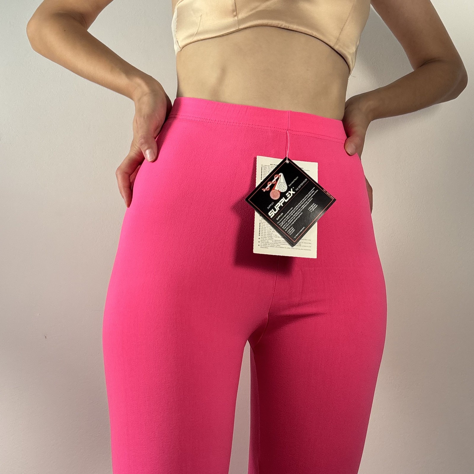 80s-90s Candy Jay Hot Pink Capri Leggings Vintage Aerobics Deadstock