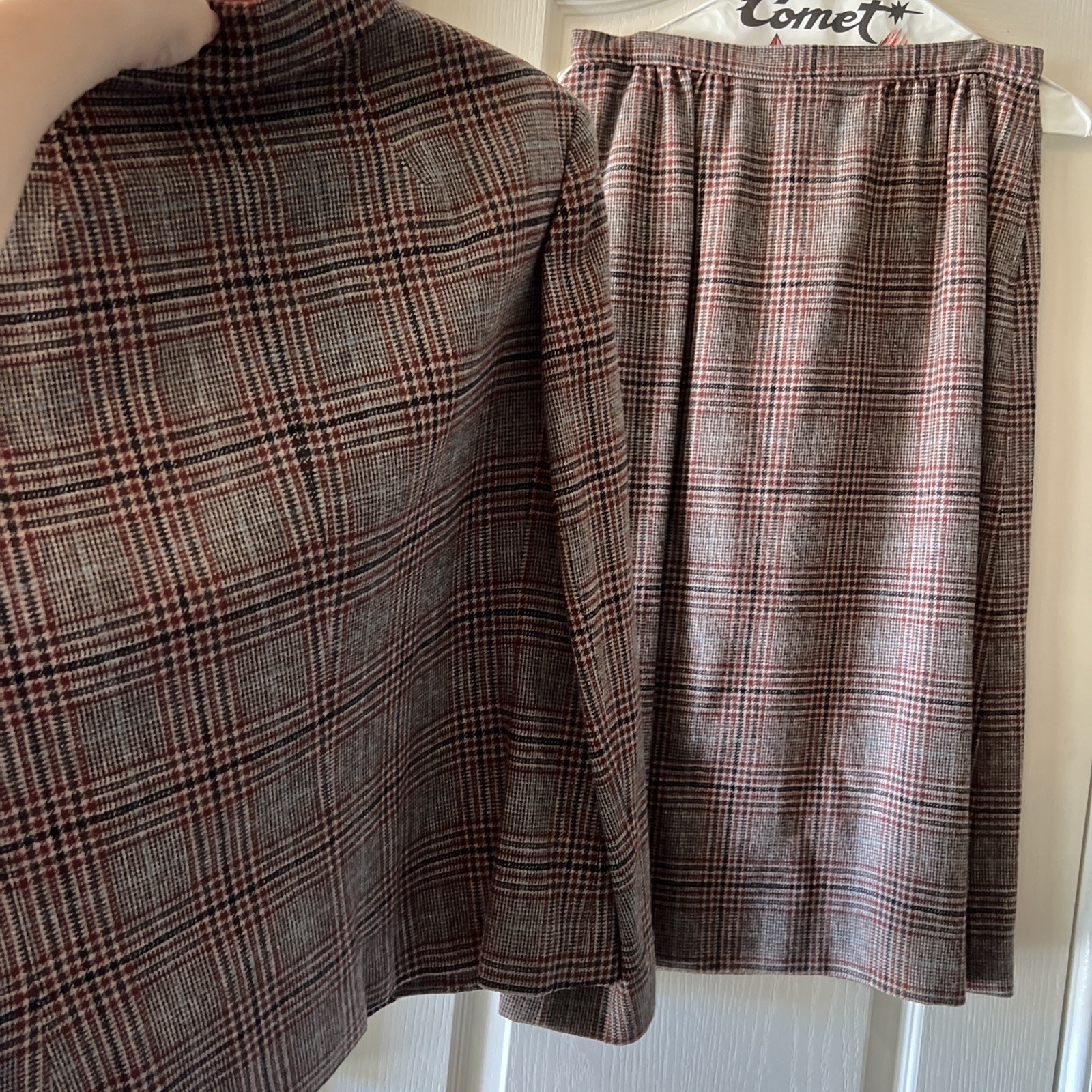 Pendleton Jacket & Skirt Set No Signs Of Wear Plaid Red Blue Brown Black Sz 14