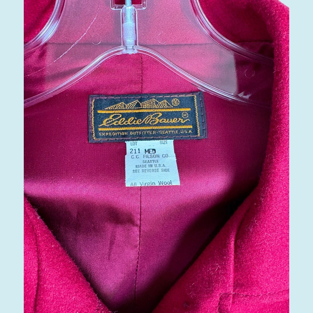 C.C. Filson & Eddie Bauer Vintage Cape Women’s Medium Red 100% Virgin Wool Coat