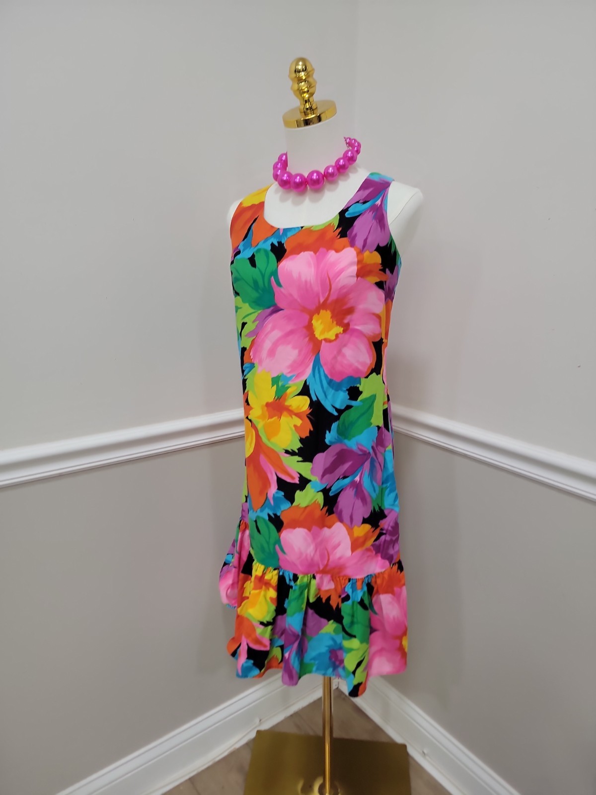 VTG South Sear’s Psychedelic Floral Tropical Hawaiian Sleeves Mumu Dress