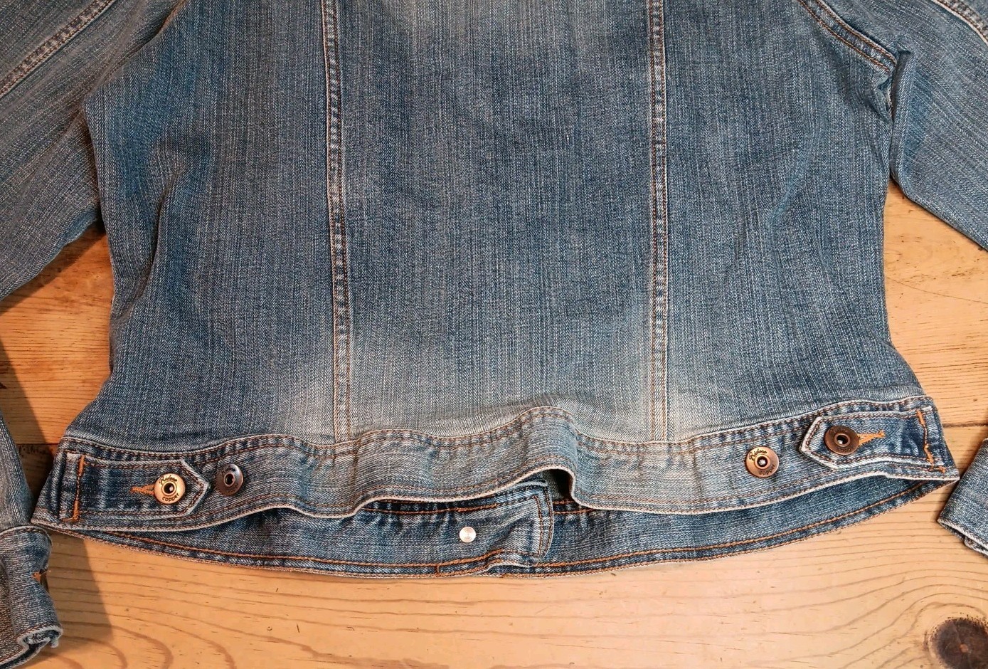 Vtg Lee Riders Copper Collection Jean Jacket Womens L Blue Stretch Denim Trucker
