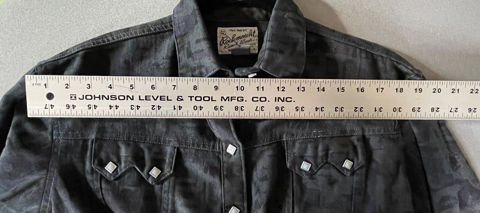 Rockmount Ranch Wear Western Crop Shirt Jean Jacket Abstract Print M NOS 90s