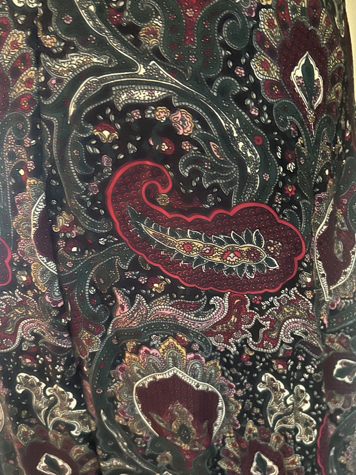 Vintage 80’s Paisley Dress 5/6 Burgundy Green Holiday Career Estate ED Michaels