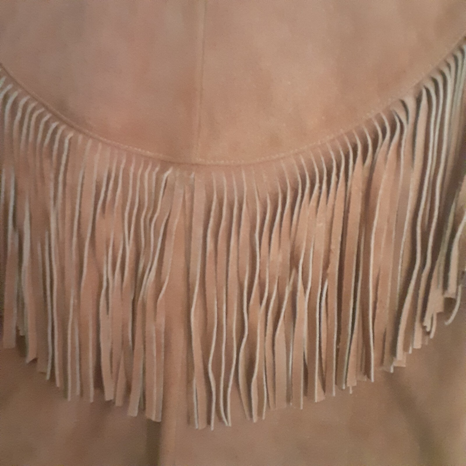 Vintage Handcrafted Mexican Leather Fringe Midriff Jacket L Snap Button NOTE