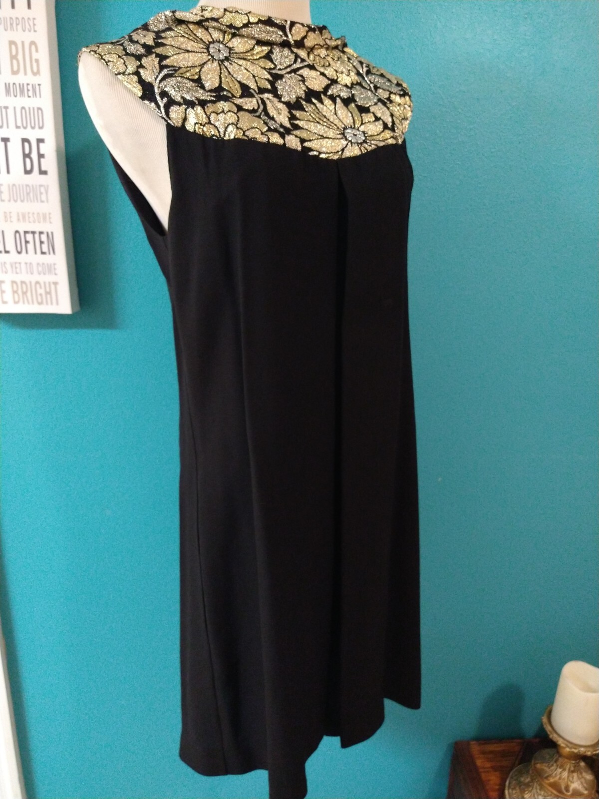 Vintage Gold And Black Dress Shorts/ Short Dress 60s Wanda Belli