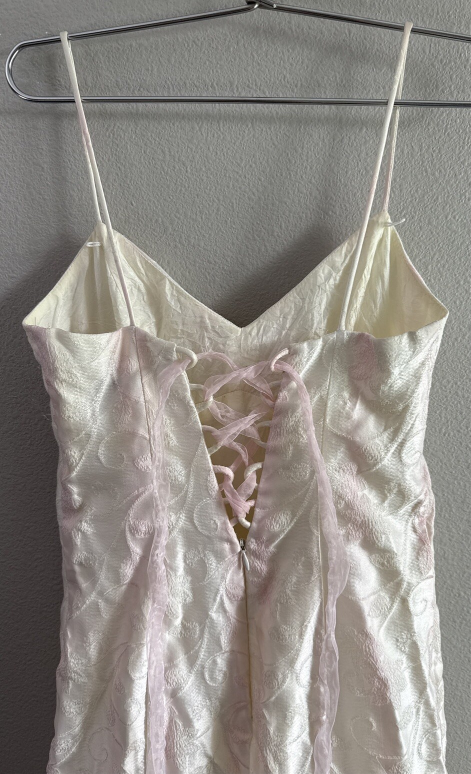 Vintage 80s Zum Zum Prom Dress SZ 3 Light Pink Tulle Spaghetti Strap Corset Back