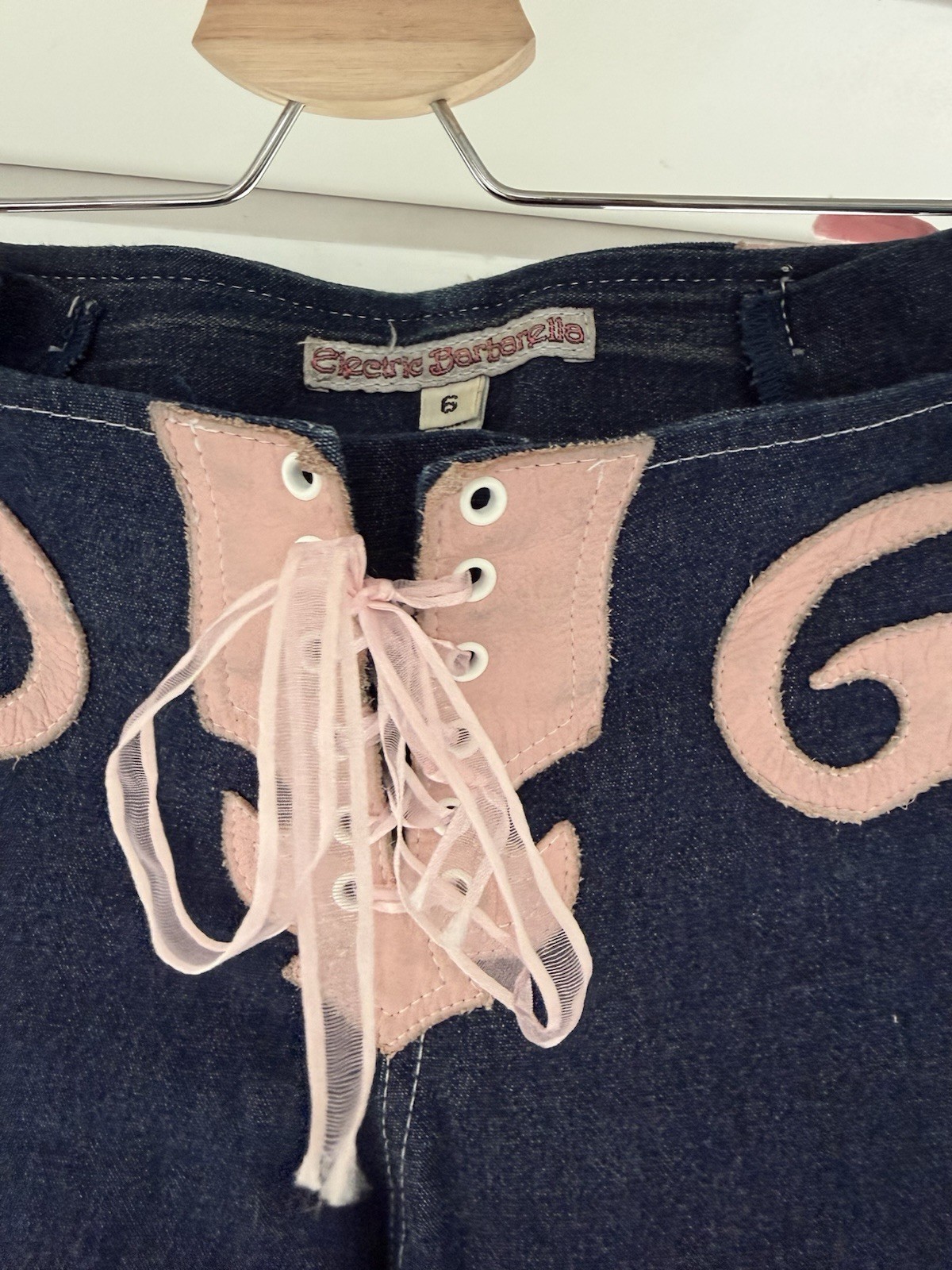 Vintage Electric Barbarella, Pink Tribal Cut Out Jean