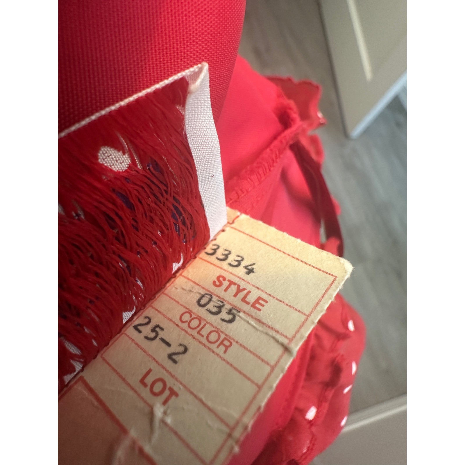 Flirtations VTG Red Heart Print Tiered Maxi Dress Lace Trim Ruffle 7/8 Red White