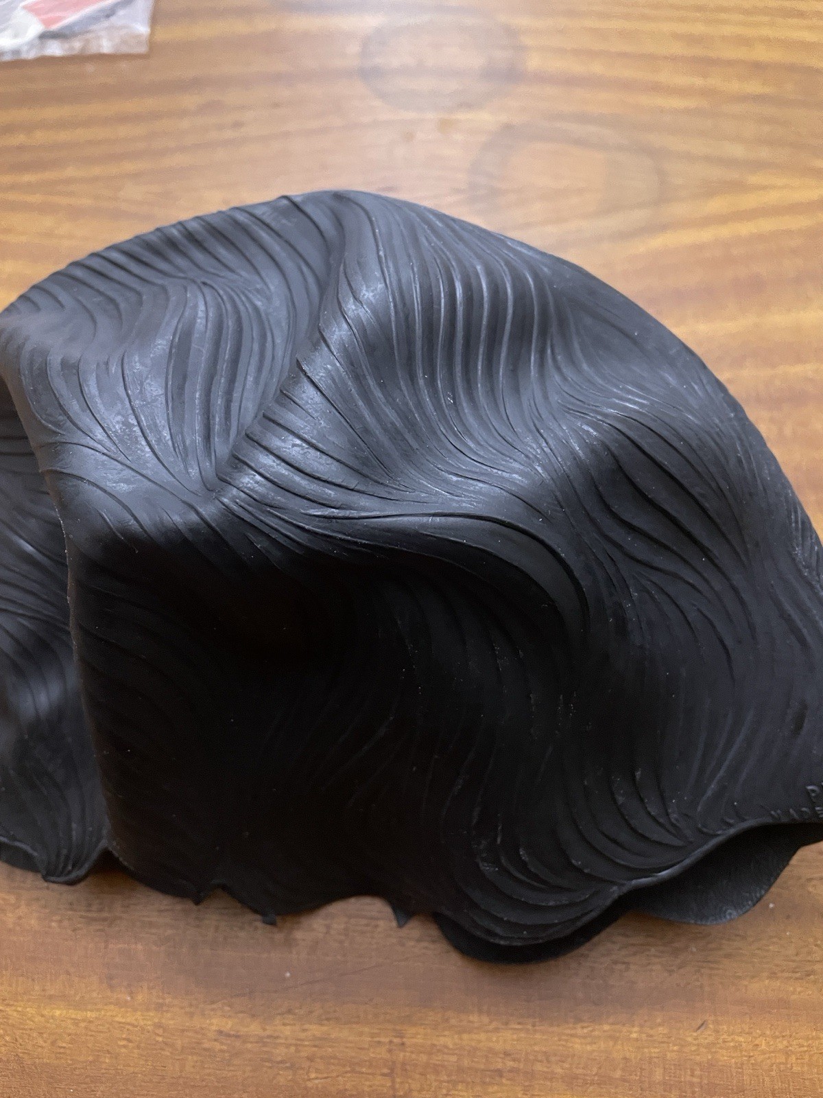 Vintage Black Rubber Swim Bathing Cap Swirl Design