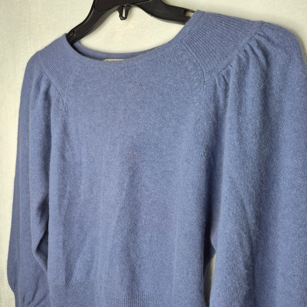 Vintage Carson Pirie Scott Angora Lambswool Puff Shoulder Sweater Blue – M