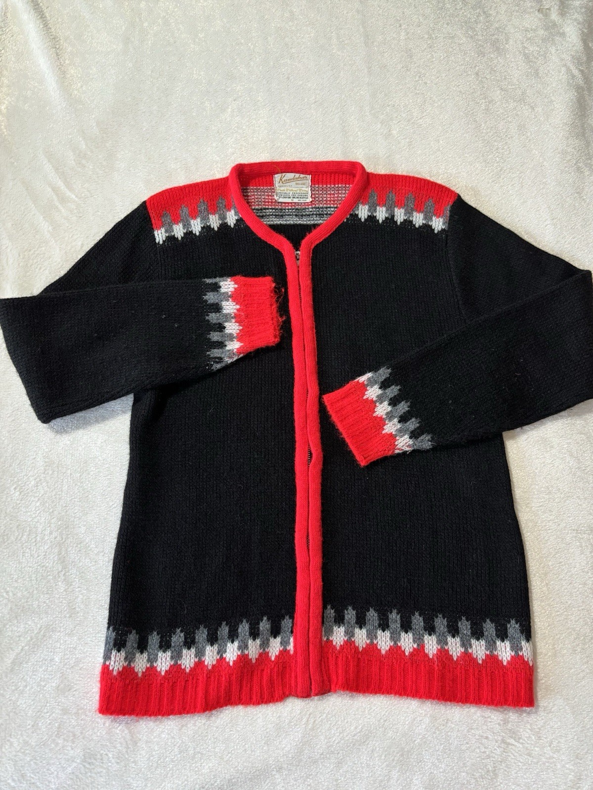 Vintage 1960s Sweater Kandahar Deluxe Zip Up Casual Comfortable Cardigan