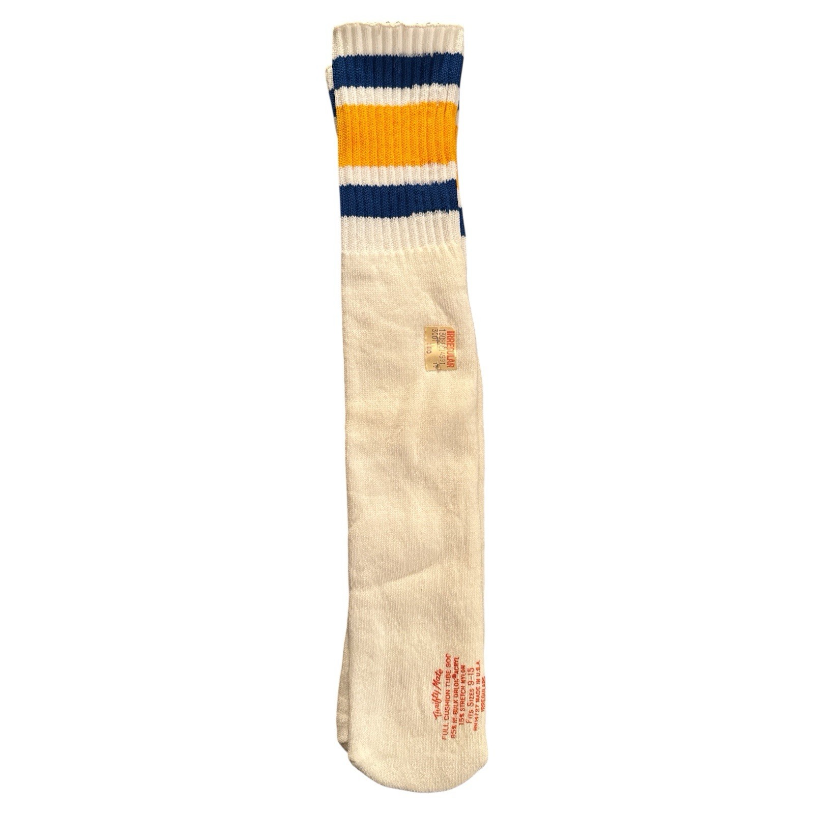 VTG Thrifty Mate Socks White Striped 9-15 Tube NOS 80s Irregulars Striped
