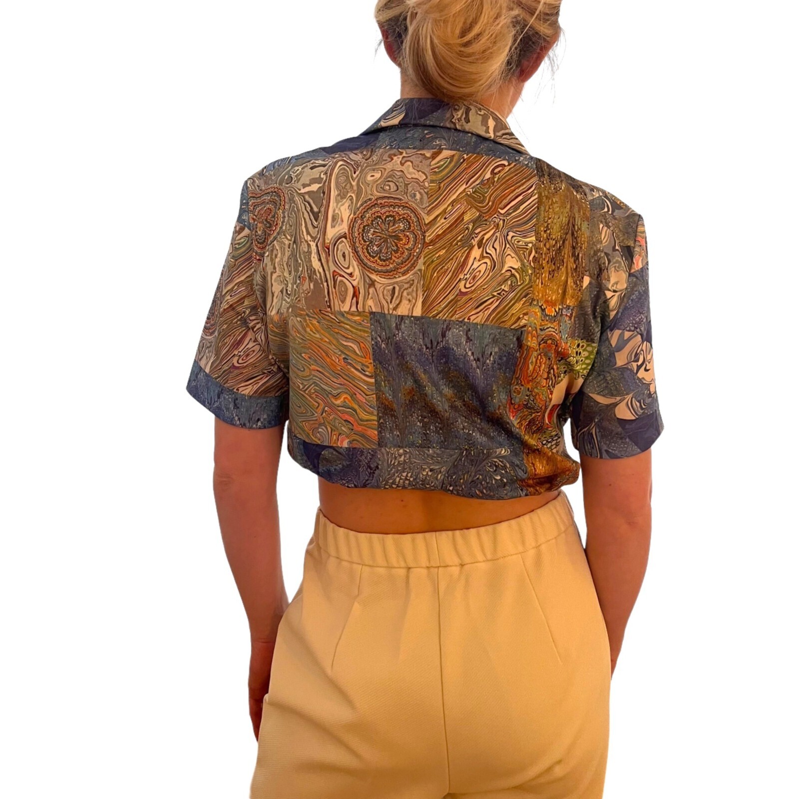 Aladdin Brand Blouse Vintage Mod Disco Retro 60s 70s Ladies Size MED Psychedelic