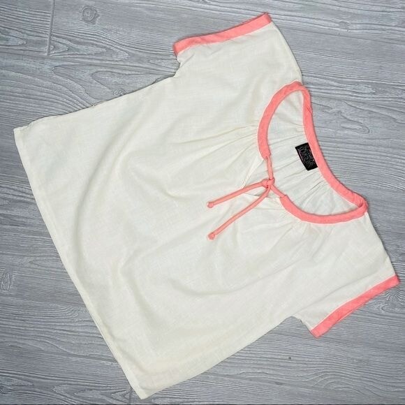 Vintage ruffinwear clovis sleepwear pajamas shirt w/ Coral pink trim and tie siz