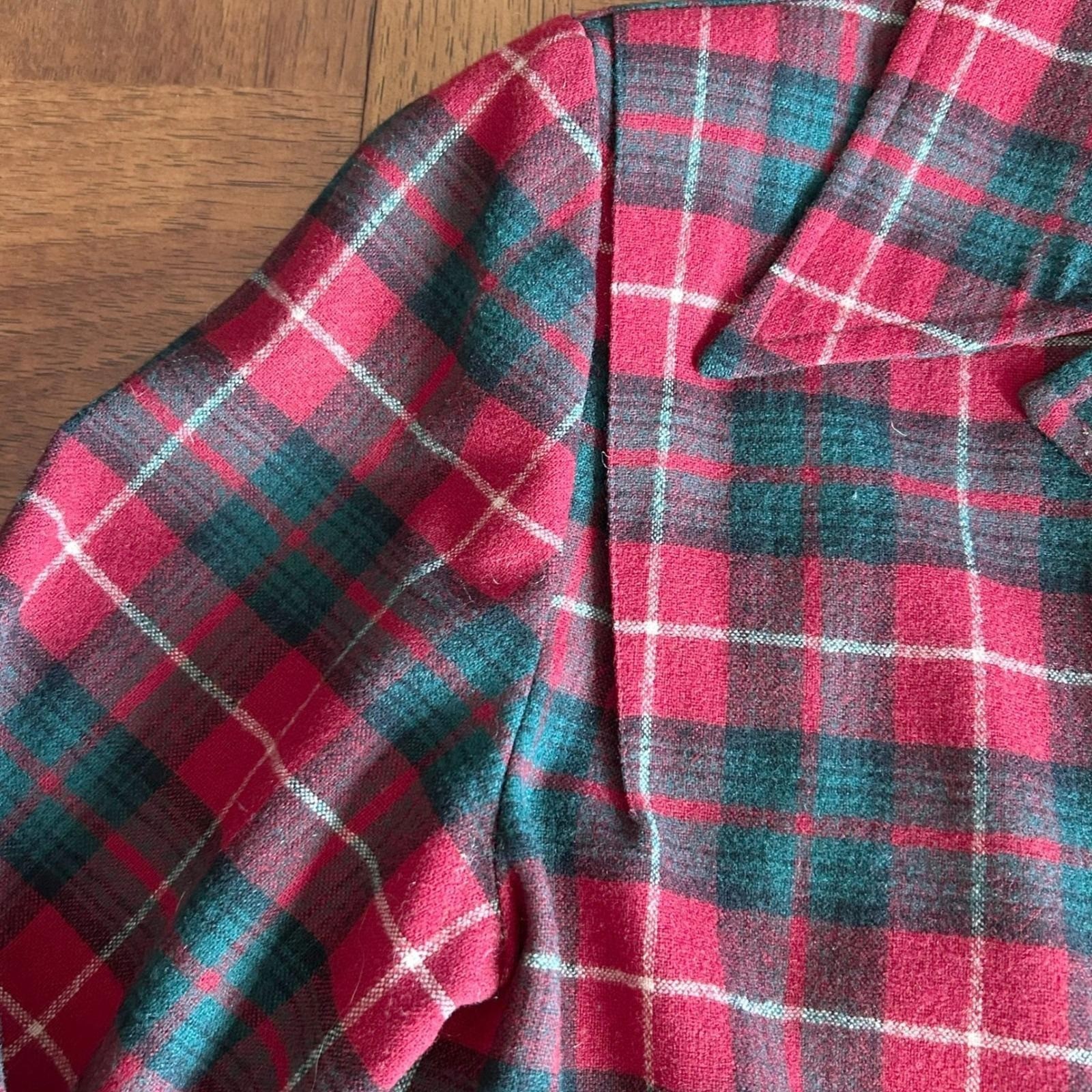 Pendleton 49er Jacket Womens M Red Green Plaid Wool 1950s Vintage Mid-Century