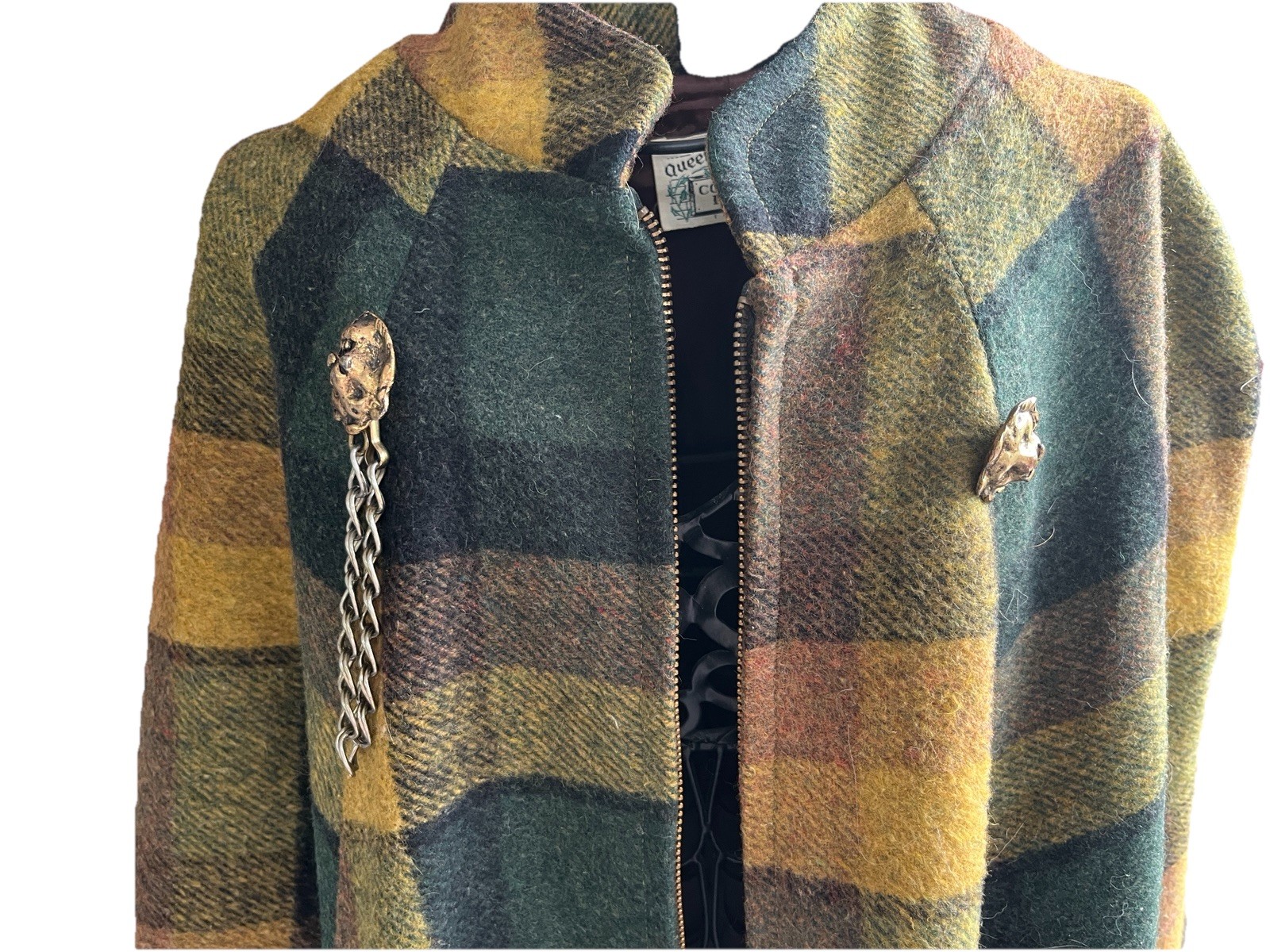 Queen of The Capes Country Place Scottish Tartan Wool Cape Poncho Plaid Lion