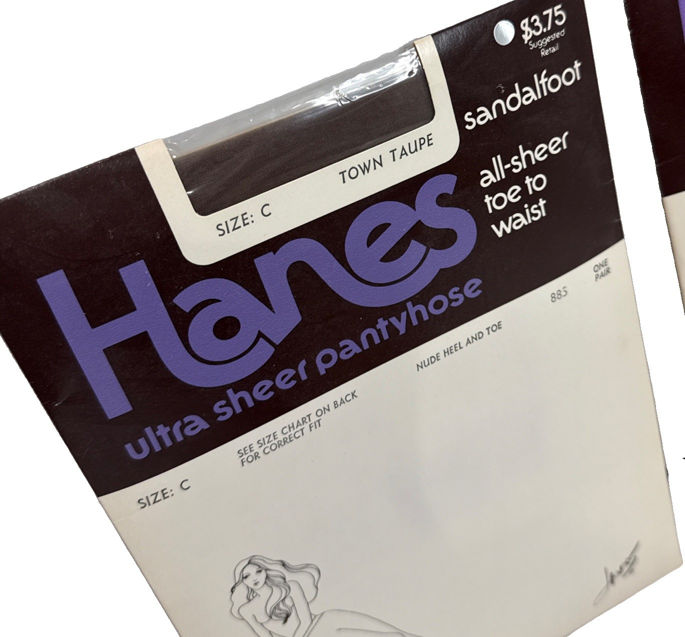 Lot Of 2 Hanes Ultra Sheer Pantyhose Style 885 Size C TOWN TAUPE & GENTLEBROWN
