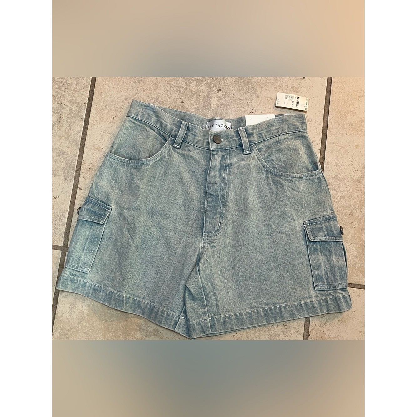 Deadstock Y2K Jay Jacobs Denim Cargo Shorts Womens 3/4 Light Wash Utility NWT