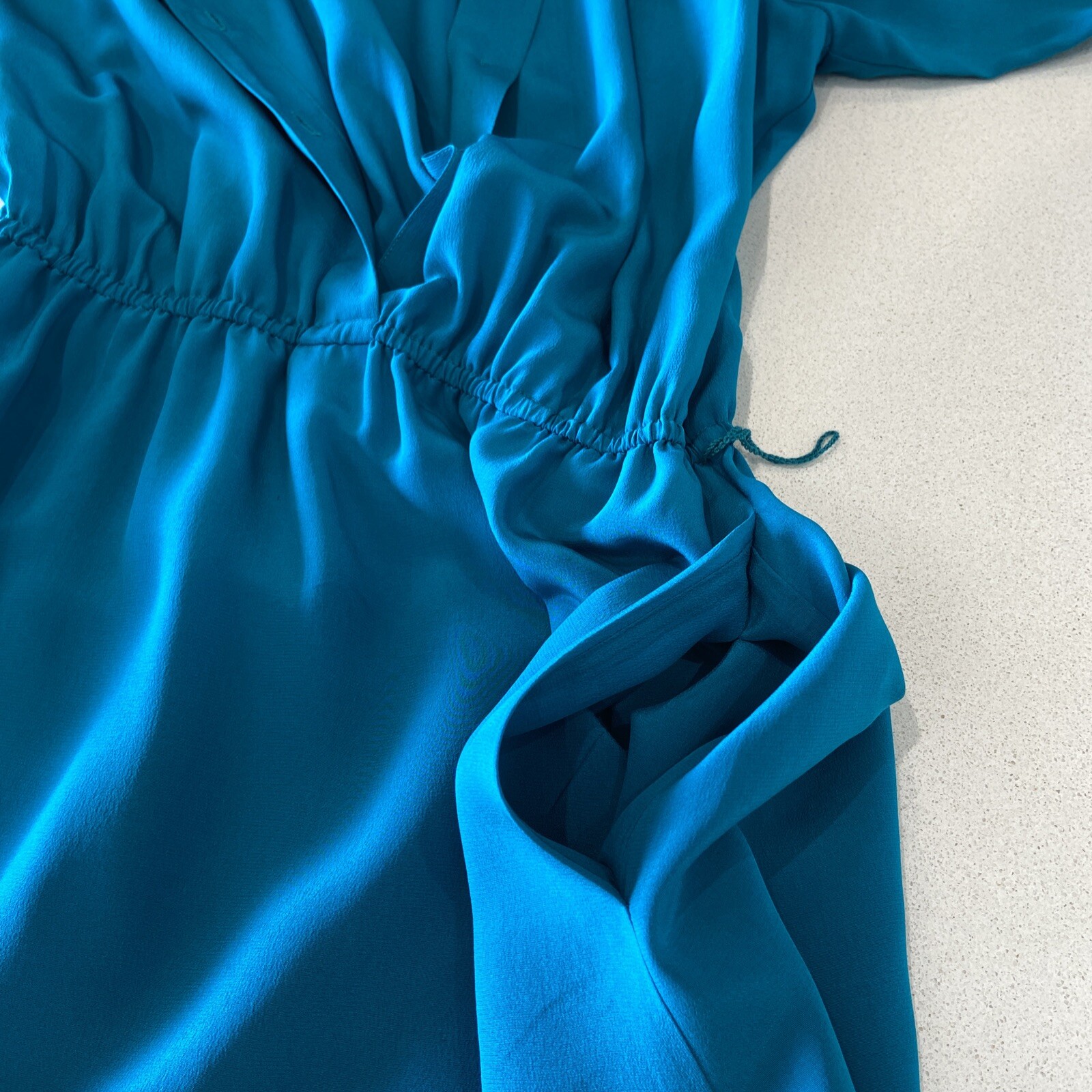 Vintage Pierre Cardin dark turquoise silk dress, circa 1980s, Sz8