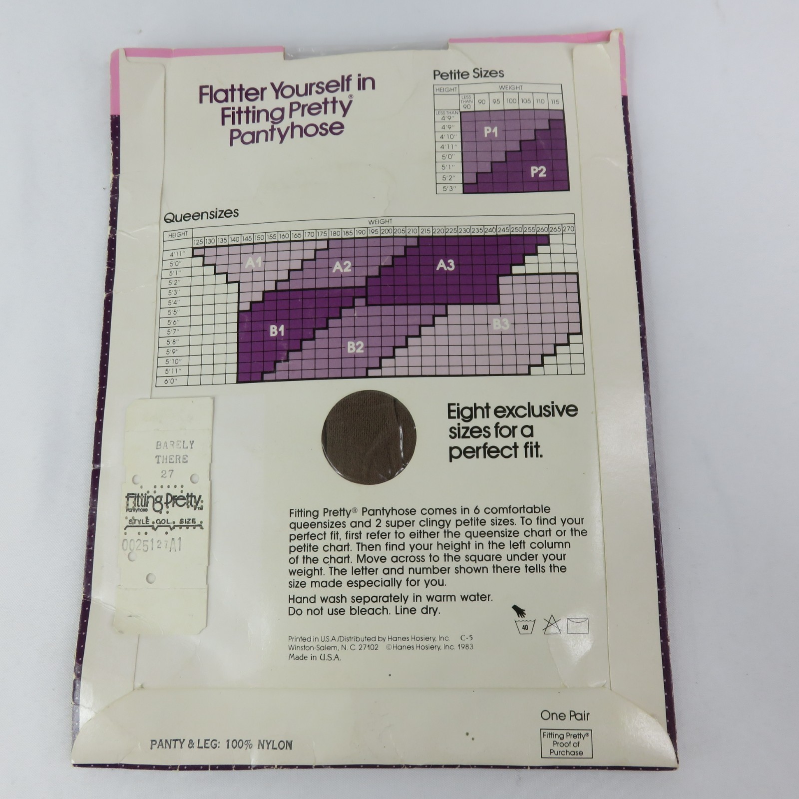 Vintage Hanes Fitting Pretty Sheer Queen Pantyhose Size A1 Barely There