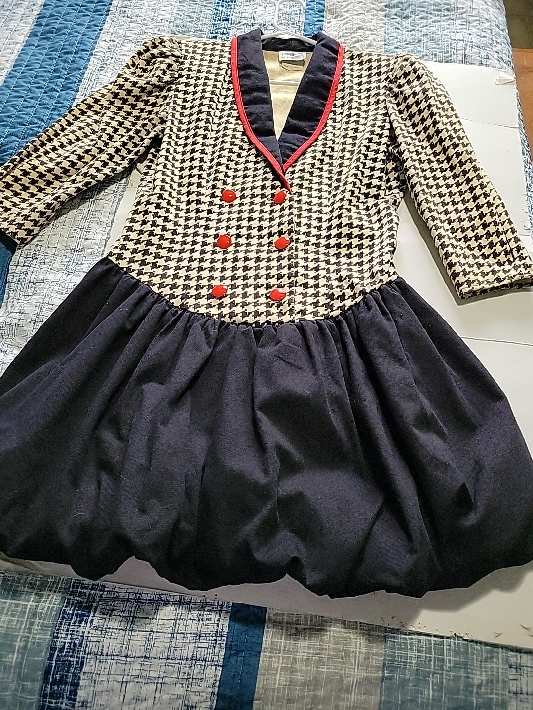 You Babes Dress Black And Red Houndstooth Bubble Skirt Sz 5 Made In Usa Vintage
