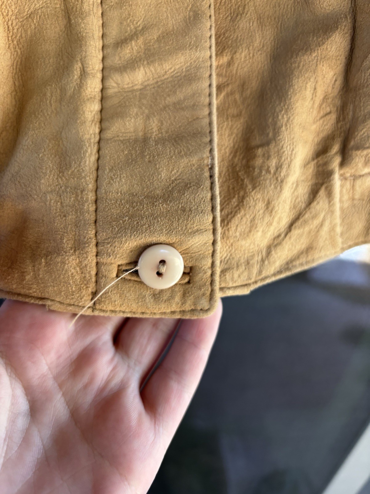 Vintage Leather Jacket Soft Tan Rafael Women’s Size 6 Button Up Pockets Lined