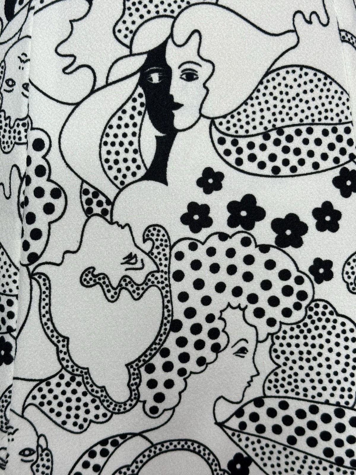 1960s MOD FACE Print SURREALIST OP Art Dot Whimsical Mini Dress. XS-S. AS IS