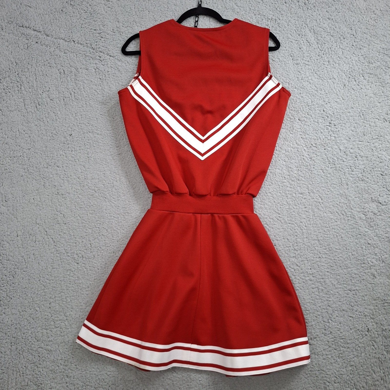 Vtg 60s 70s Cheerleading Dress 38R/9 Cosplay Majorette Red White Chevron Unlined
