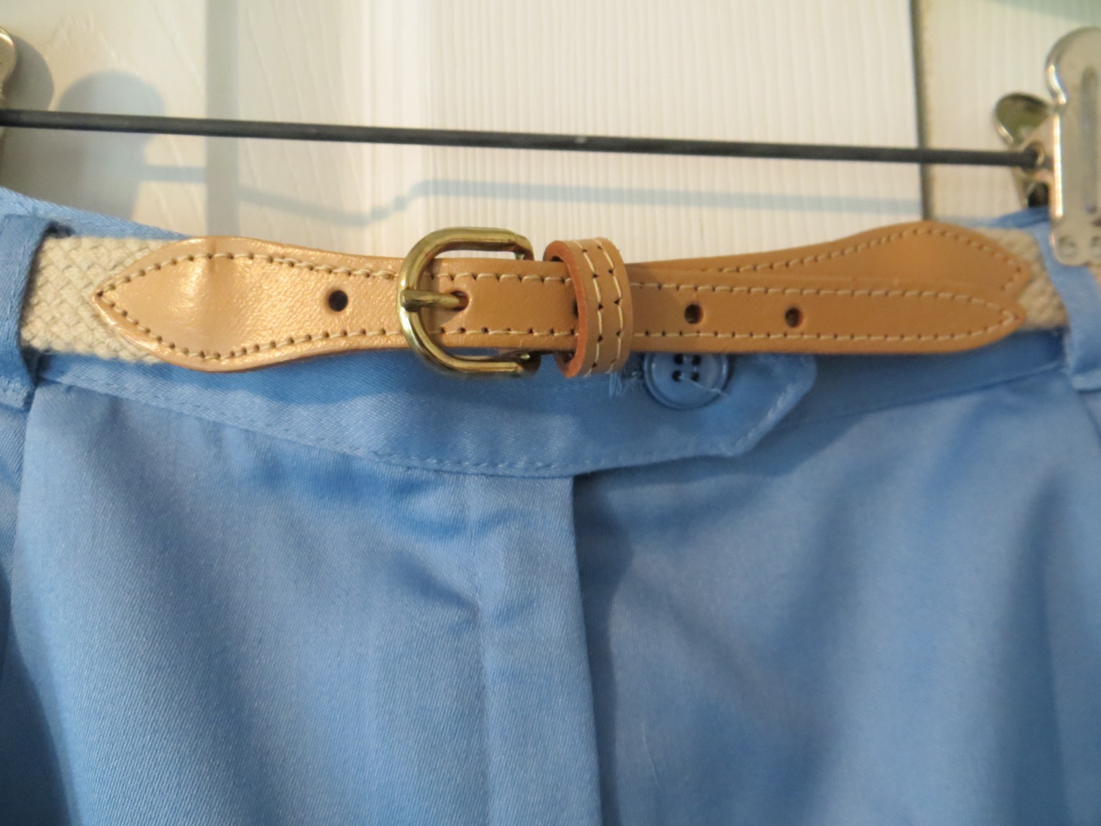 NWT 80’s Vintage Koret Light Blue Poly Cotton Belted High Waist Mom Pants 10