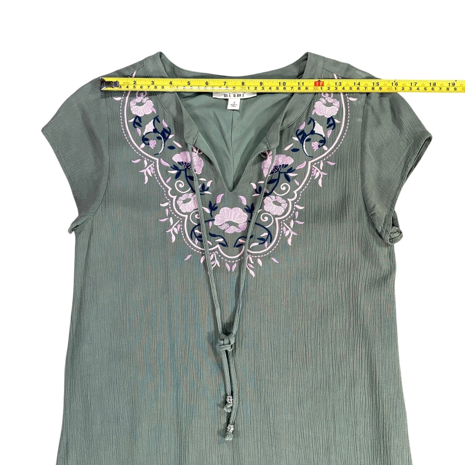 miami Embroidered Boho Tunic Top S