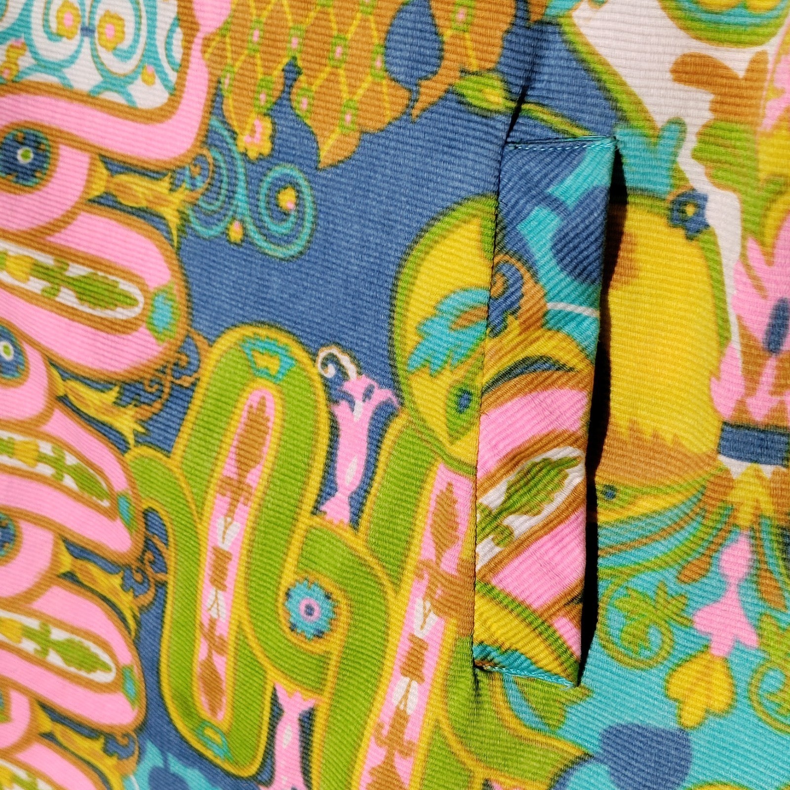 Tori Richard Hawaiian psychedelic 60s Multicolor Shift Dress Sz 12 Vtg