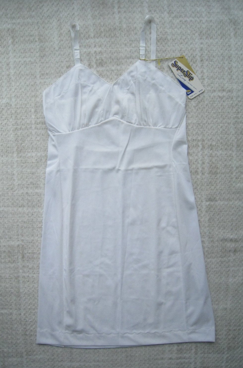 Vtg Super Slip by Dorsay Slip Dress Sz 36 White Du Pont Nylon New NOS READ