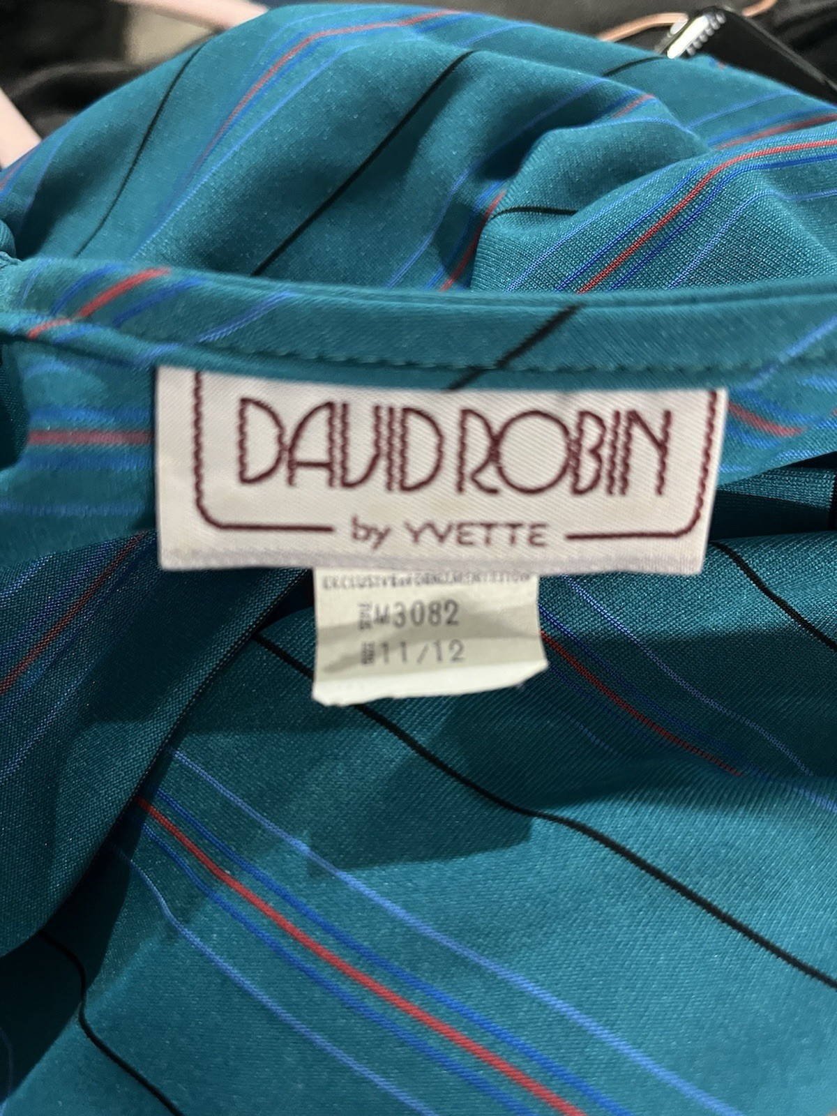 Vintage David Robin by Yvette Teal Peplum Polyester Dress Size 11/12